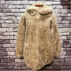 Jacobson's Ivory & Beige Fully Lined Faux Fur Coat Size XS